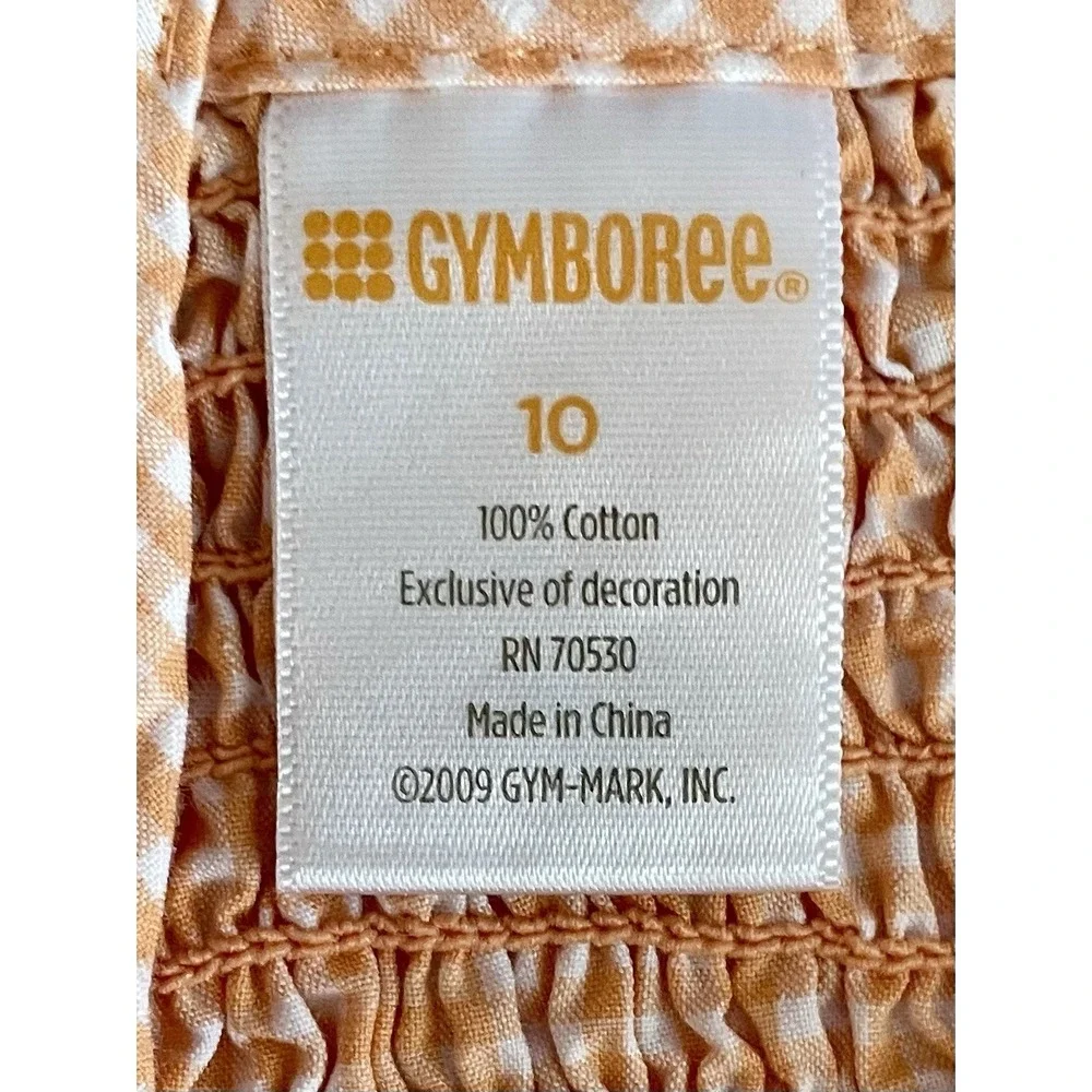 Gymboree Size 10 Social Butterfly Line Orange Gingham Smocked Bishop Dress Girls